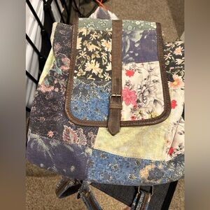 Myra Bag Blue and Brown Backpack with Sturdy Design